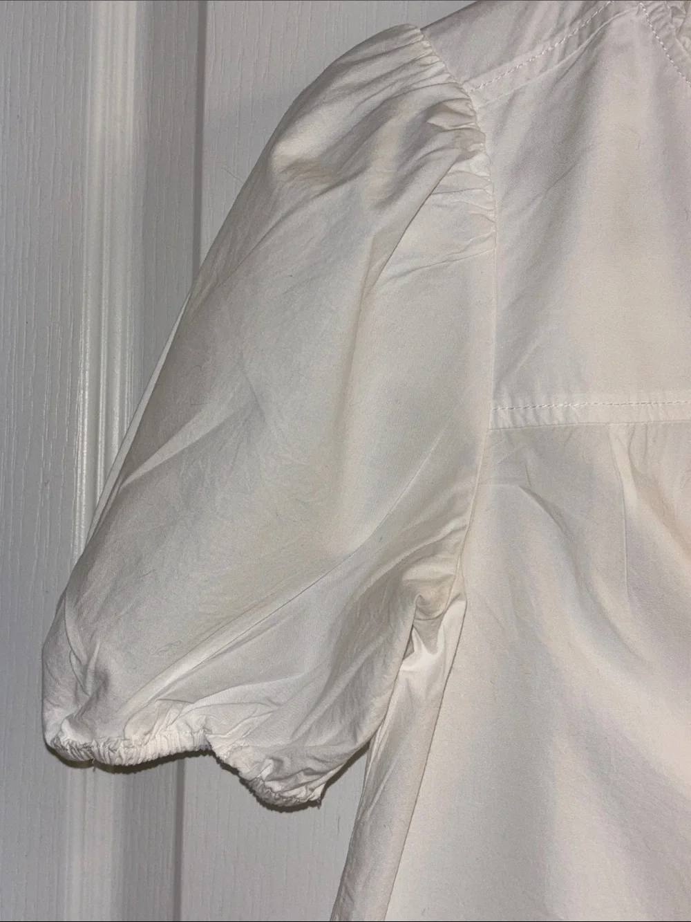 J. Crew Cream Ruffle-Neck Puff Sleeve Top